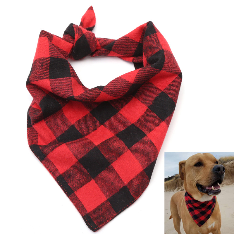 Clássico vermelho preto xadrez cão de estimação bandana gato filhote de cachorro lenço acessórios para cães de estimação lenço cachecol cão saliva toalha