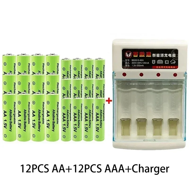Original Rechargeable Battery 1.5V AA9800mAh+AAA8800mAh+Charger for Computer Clock Radio Video Game Digital Camera AA AAAbattery: Pink