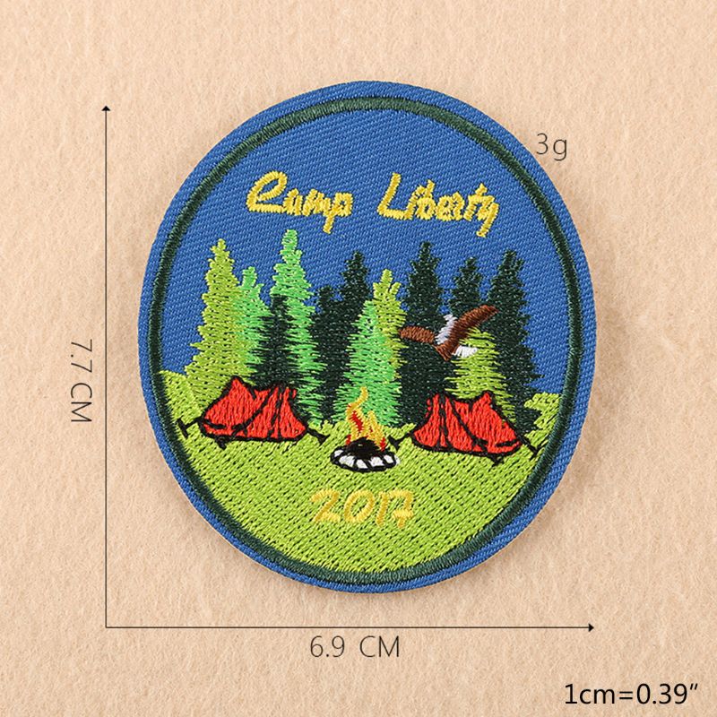 9Pcs Ronde Naaien Patch Landschap Outdoor Dier Badge Diy Geborduurde Applicaties