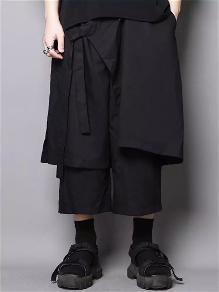Oryginalny projekt japońnarty ciemny czarny Yamamoto fryzjer popędzający luźne luźne spodnie na co dzień dziewięciopunktowe spodnie spódnica spodnie męskie tre: XXL