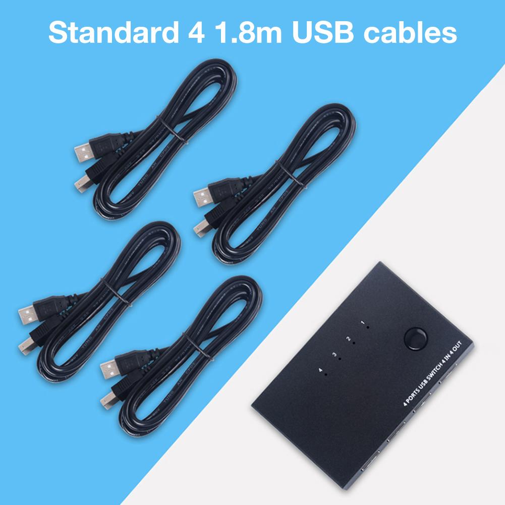 USB 2.0 Sharing Switch 4 Port USB Peripheral Switcher Adapter Box Hub 4 PCs Share 1 USB Device For Printer Scanner