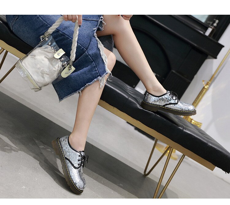 Whitney wang lente stijl bling bling pailletten flats dames stijlvolle oxfords schoenen