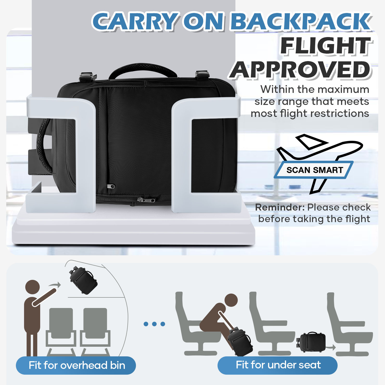 Men 15.6 inch Laptop Bag Cabin Airplane Travel Backpack 40x20x25, Able Carry Hand Luggage Backpack Ryanair, College Backpack