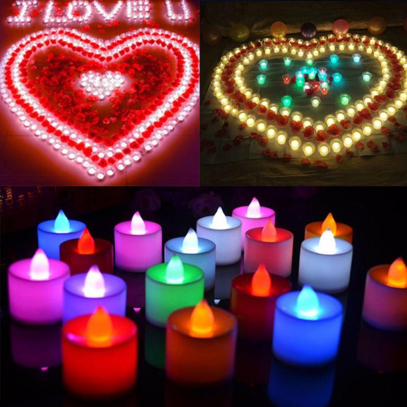 1PC couleur sans flamme LED photophore thé bougies mariage lumière batterie coloré lampe maison mariage anniversaire décoration