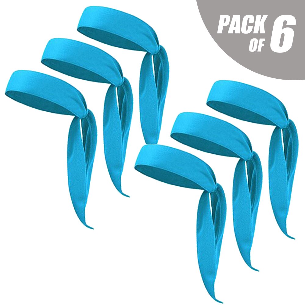 6pcs Sports Head Ties Non-Slip Headbands Sweatbands Bandana for Women Men Running Cycling Basketball Tennis mens headband: Blue