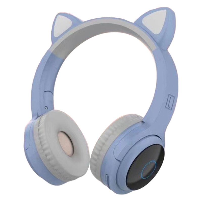 XY-203 Cat Ear Bluetooth 5.0 Headphones LED Light Noise Cancelling Girls Kids Cute Headset Radio Mic Wireless Headphones