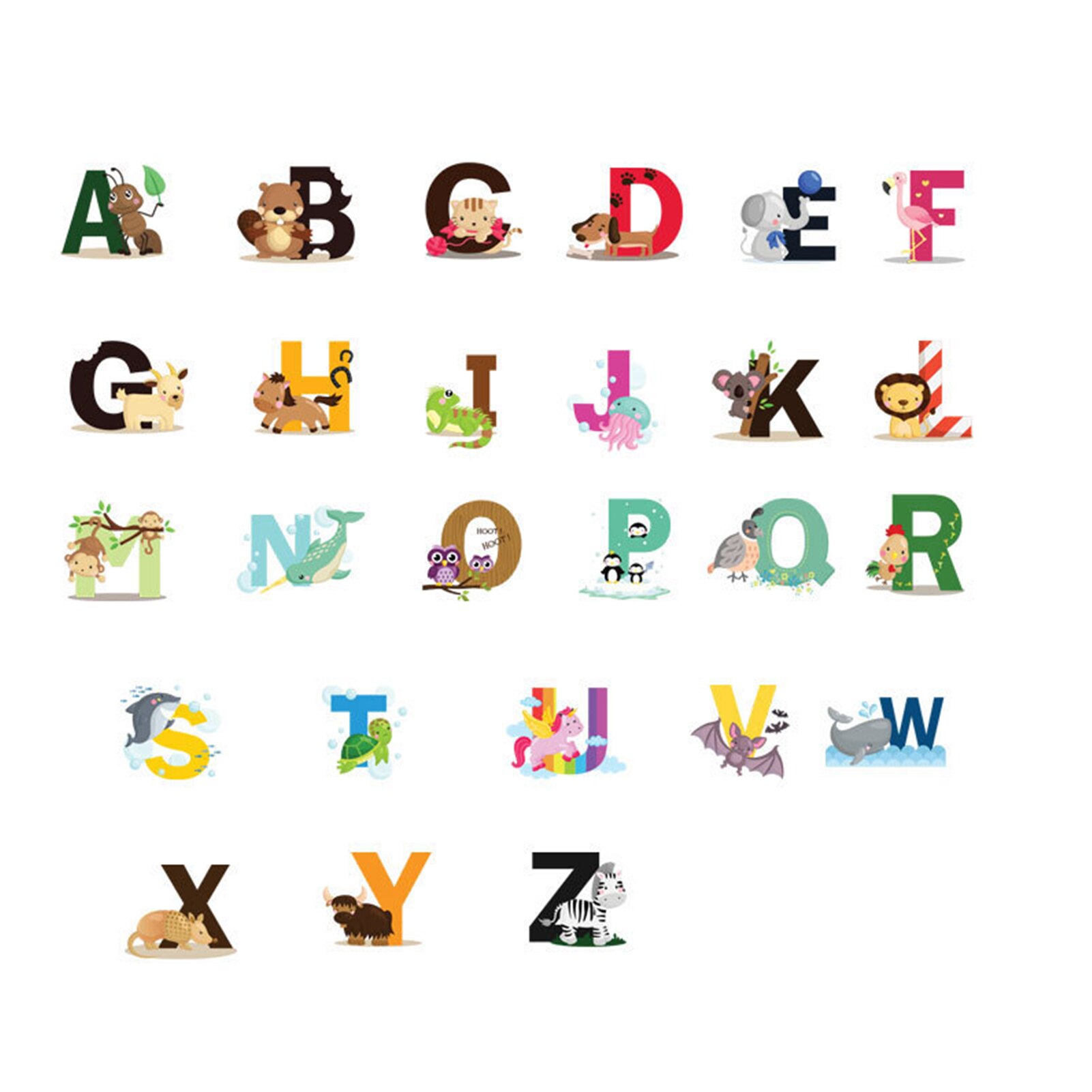 Alphabet Shaped Wall Decals DIY Letter Theme Kids Room Wall Stickers Removable Wall Art Decor Kindergarten Nursery Decoration