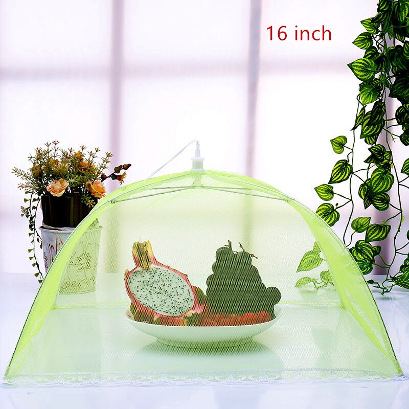 Mesh Foldable Food Covers Kitchen Anti Fly MosquitoTable Dish Cover Tent Dome Net Umbrella Picnic Protect Cover Kitchen Tools: Green 16inch
