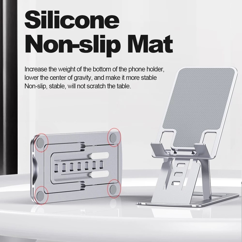 Soporte de escritorio Universal ajustable de Metal para teléfono, soporte delgado para IPhone 12 ProMax, Xiaomi, tableta