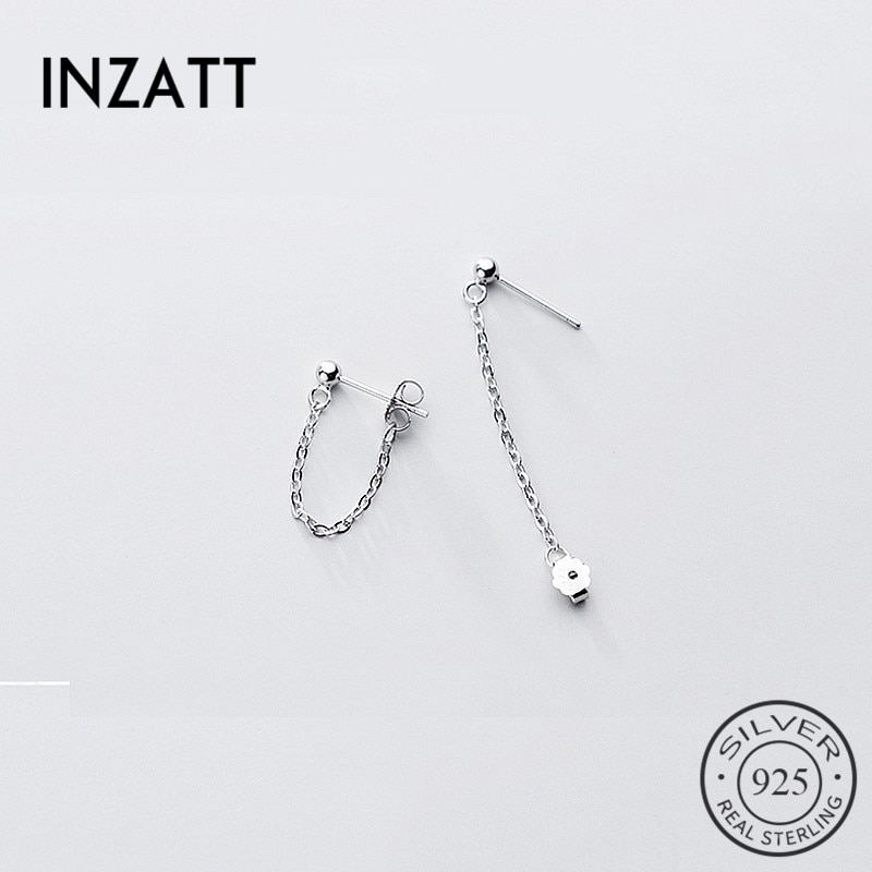 INZATT Reale Dell'argento Sterlina 925 Minimalista Catena del Branello Orecchini Con Perno Per Le Donne Di Moda Carino Gioielleria Raffinata Accessori Regalo