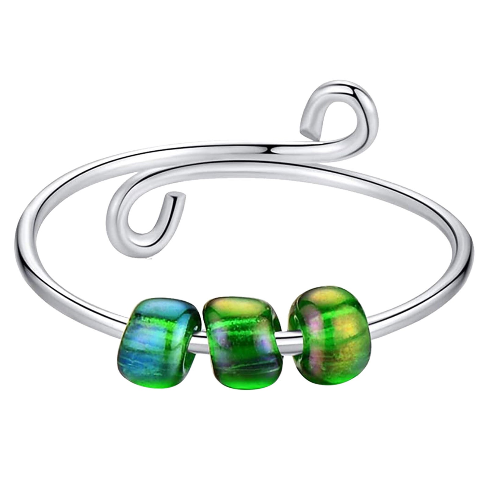 Fidget Beads Fidget Ring Spinner Single Coil Spiral Fidget Ring Beads Toy For Girl Women Rotate Freely Antistress Anxiety Ring: 7