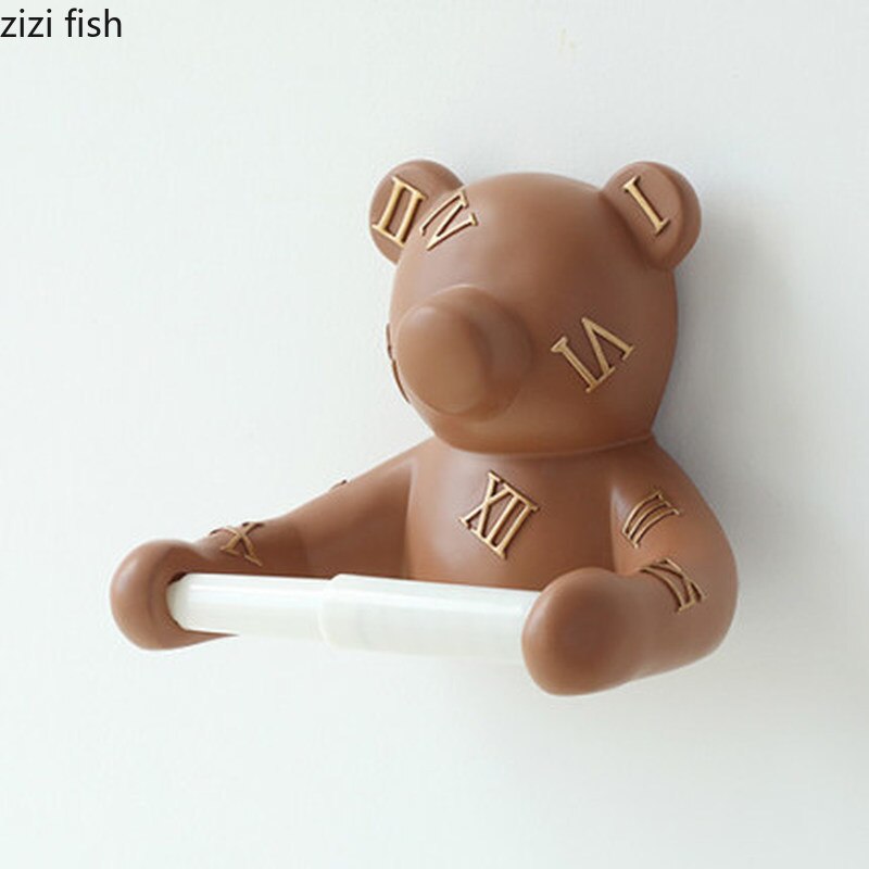 Home Decoration Wall-mounted Tissue Holder Cartoon Animals Tissue Box Panda Bear Resin Paper Roll Holder Toilet Paper Holder