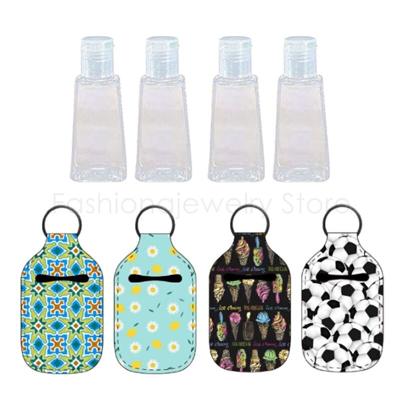 Petite bouteille de voyage vide, conteneurs rechargeables de 30ML, bouteille à rabat réutilisable, désinfectant pour les mains, porte-clé de 30ML, 4 pièces: H