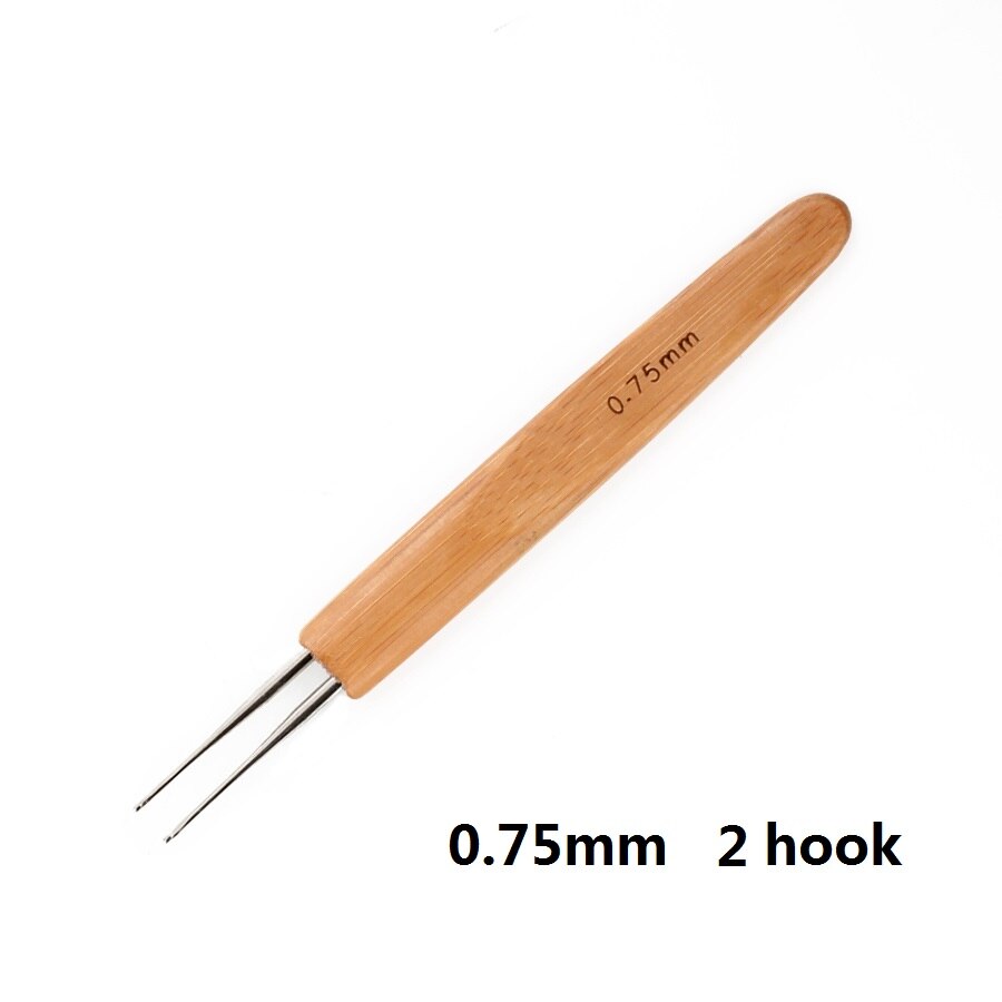 0.75Mm Crochet Hooks Dreadlock Hair Braids Needle Single Double Hook Crochet Tools Bamboo Handle Crochet Needles For Braid Craft: 0.75mm2hook