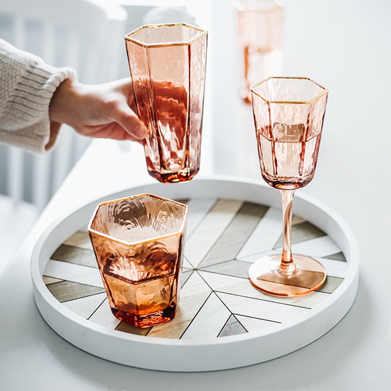 Kieliszek robić wina młotek kieliszek robić szampana bezołowiowa luksusowa złota krawędź kubek wody czerwone wino czara Whisky koktajl akcesoria robić baru domowego