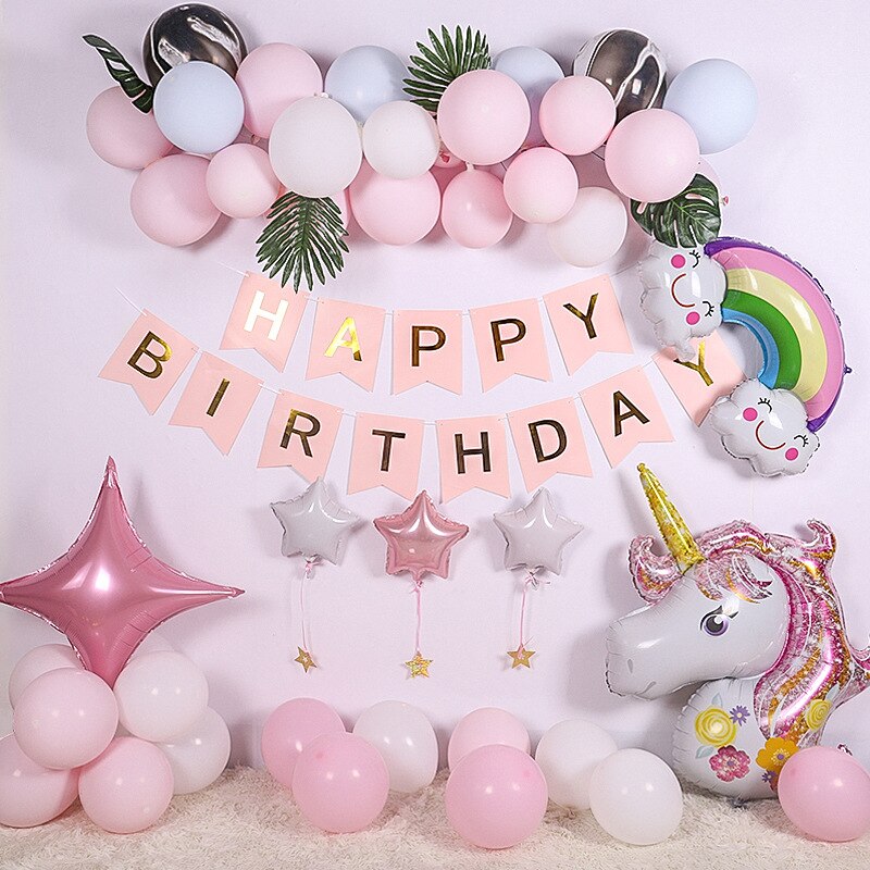 Birthday Party Decoration Balloon Adult Birthday Arrangement Children's Aluminum Film Balloon Package Macaron Animal Theme: A