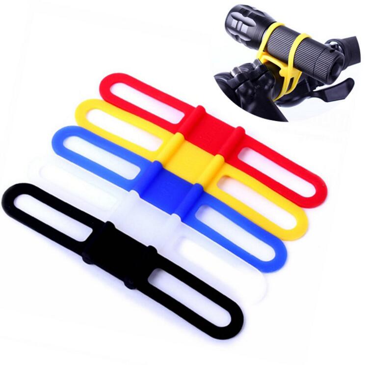 Soporte de luz para manillar de Bicicleta, banda de silicona para fijación de teléfono, cuerda elástica, linterna, vendas