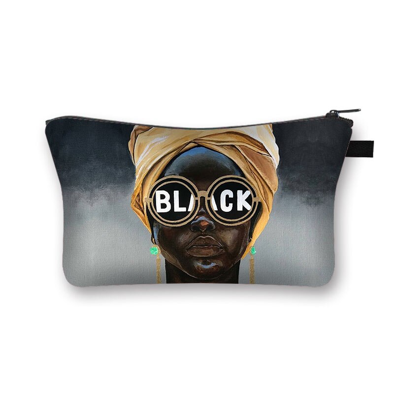 Dio Dice Che Sono di Colore Nero Sacchetti Cosmetici Afro Donne Sacchetti di Trucco Nero È Bello Delle Signore Caso Cosmetico Ragazze Organizzatori Bag: hzbblm03