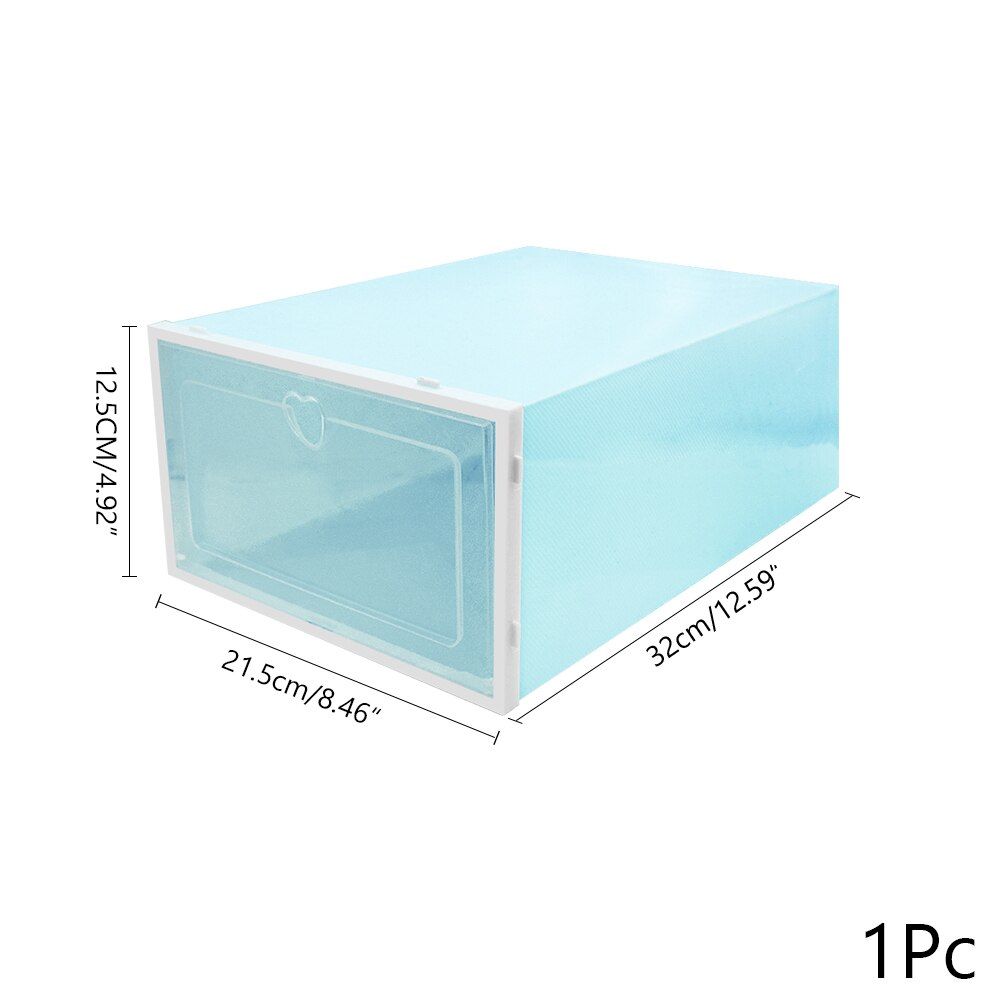 1Pc Opvouwbare Clear Schoenen Opbergdoos Schoenendoos Lade Organizer Huishoudelijke Diy Schoenendoos Lade Divider Thuis Opslag Stapelen: 32x21.5x12.5cm blue