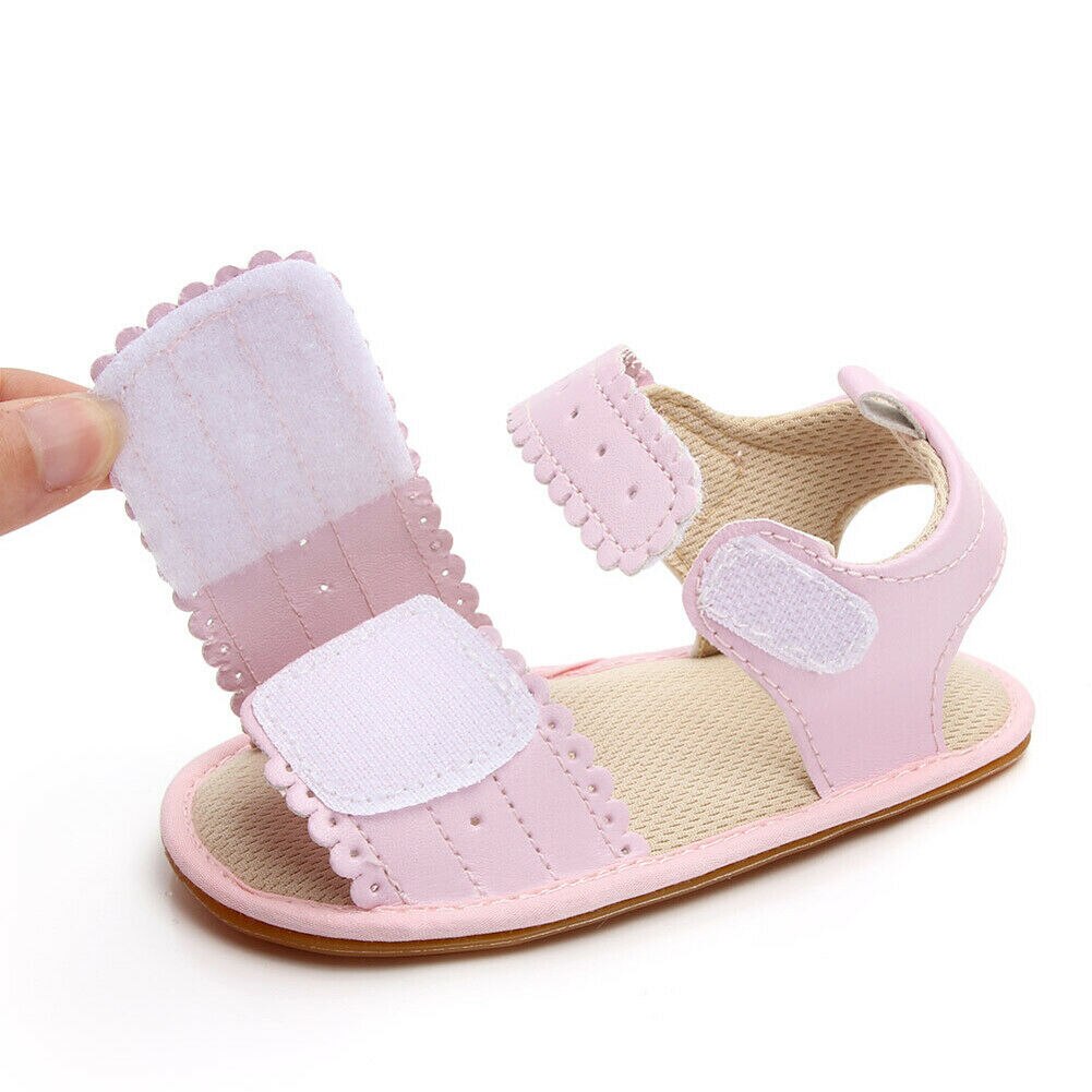 Summer Toddler Baby Girls Sandals PU Leather Soft Sole Infant Moccasins Princess Non-Slip Shoes Kids Flat Sandal