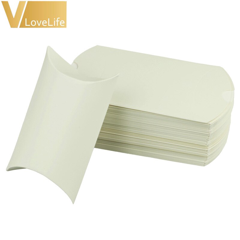 Kussen Wedding Party Favor Papier Box Dozen Snoep Supply Accessoires Gunst Kraftpapier Geschenkdozen 100Pcs: Ivory
