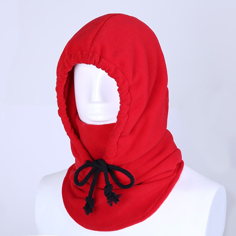Wanayou vinter vindtæt varm vandring cap, udendørs fortykket cykling skiløb hat, fleece ørebeskyttelse maske, hals varmere hjelm hat: Rød