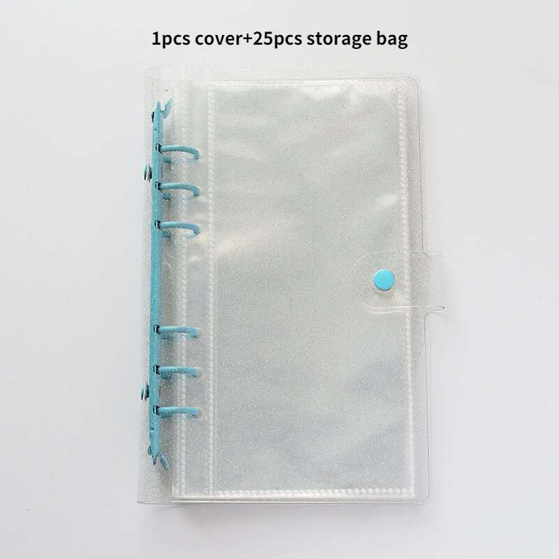 Glitter Transparante Koreaanse Leuke Ring Binder Notebook Tijdschriften Losbladige 3 Inch Kaart Fotoalbum Opslag Boek School Briefpapier: 3inch 3 grid blue