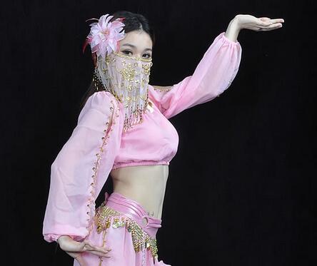 Velo de gasa con cara de baile para mujer, velo de gasa con cara de danza del vientre, tribal, India, 1 unids/lote: 3
