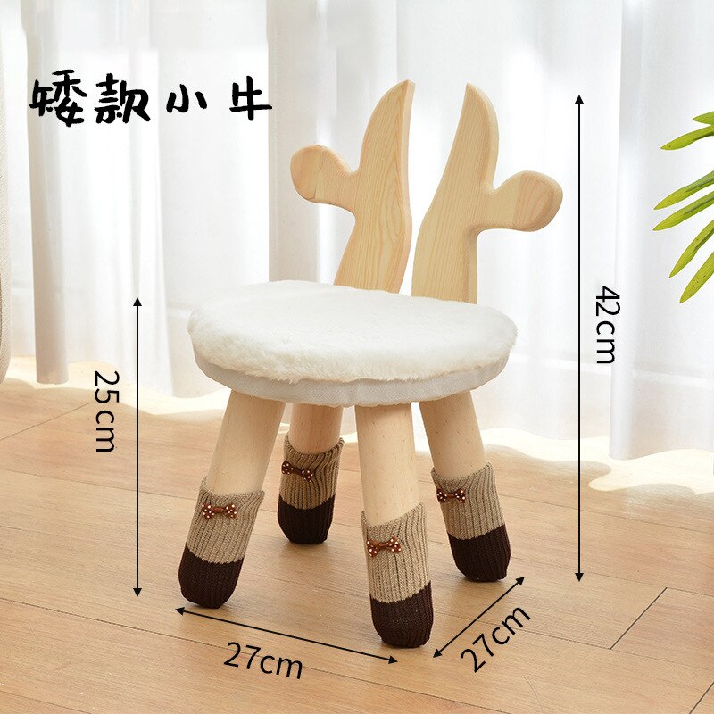 LazyChild sgabello per bambini sedia in legno massello per bambini cartone animato cervo coniglio panca antiscivolo sgabello per piedi scuola materna casa: piccolo calf