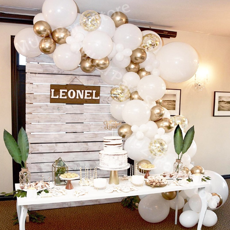 76 peças balões confete de ouro branco, balões de confete de chá de bebê, batismo, festa de aniversário, decorações de despedida de solteira