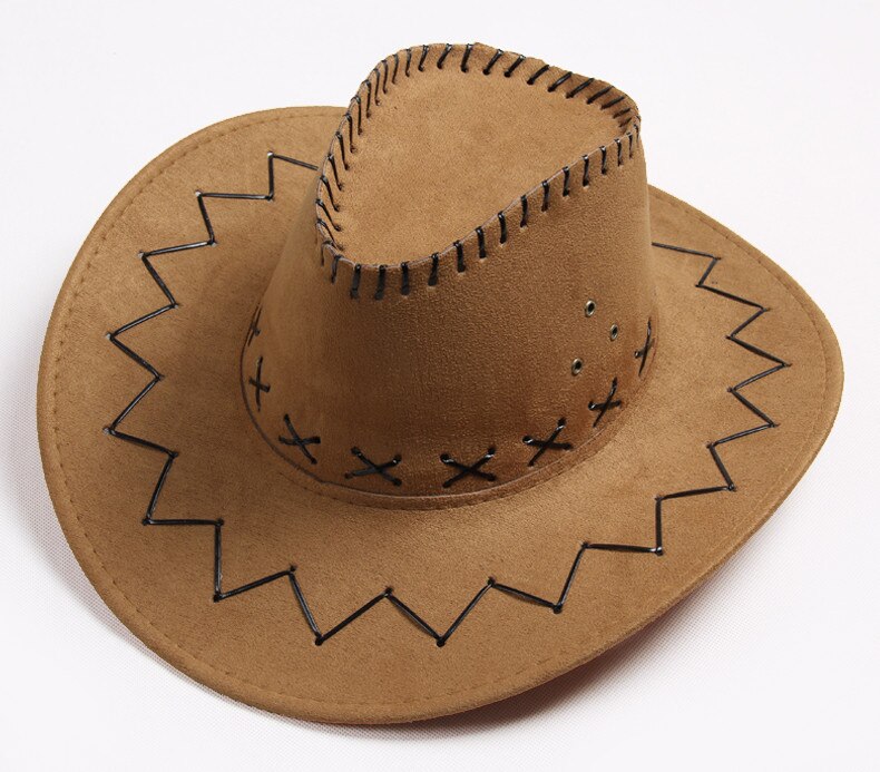 Wide Brim Faux Leather cowboy hats men women western Hollywood Style Party Costume travel cowboy hat AW7587: 4