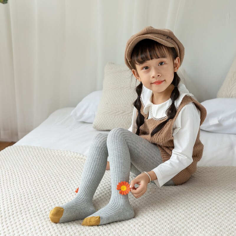 Baby Meisjes Knit Panty Winter Zacht Katoen Stretch Warm Leggings Peuter Warm Kousen Broek Daisy Bloem Panty