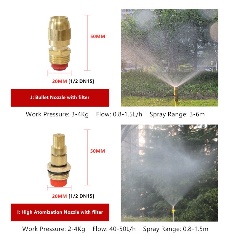Lage Druk Koperen Sproeikop Tuin Water Verneveling Strooi Landbouwsproeier Voor Tuin Watering Verstelbare Water Mist