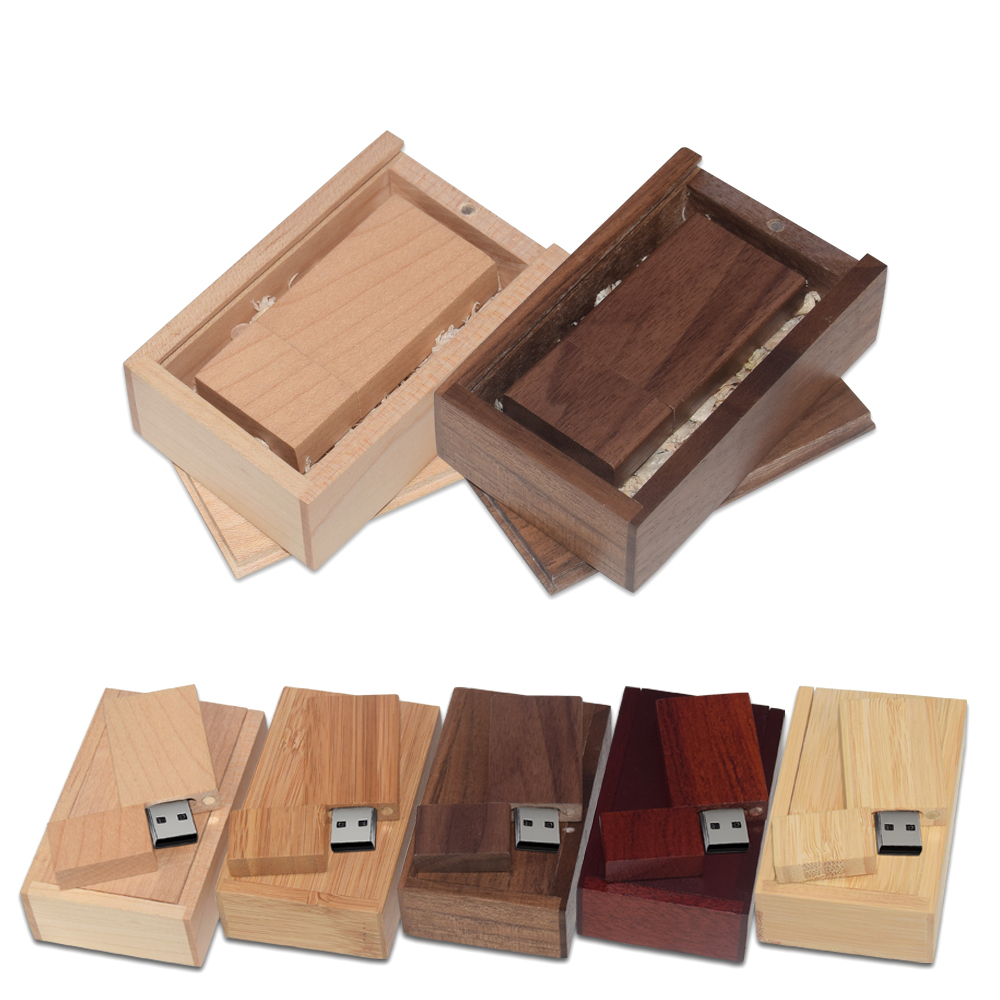 Wooden USB + Box Flash Drive Flash Disk Pendrive 4GB 8GB 16GB 32GB 64GB 128GB Memory Stick Photography
