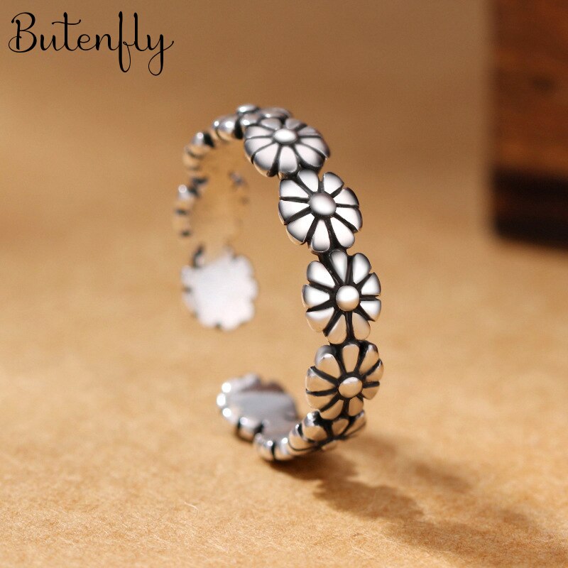 Persönlichkeit gotisch Jahrgang Blume Ringe Für Frauen Braut Hochzeit Engagement Punk Resizable Antike Ringe Felsen Schmuck