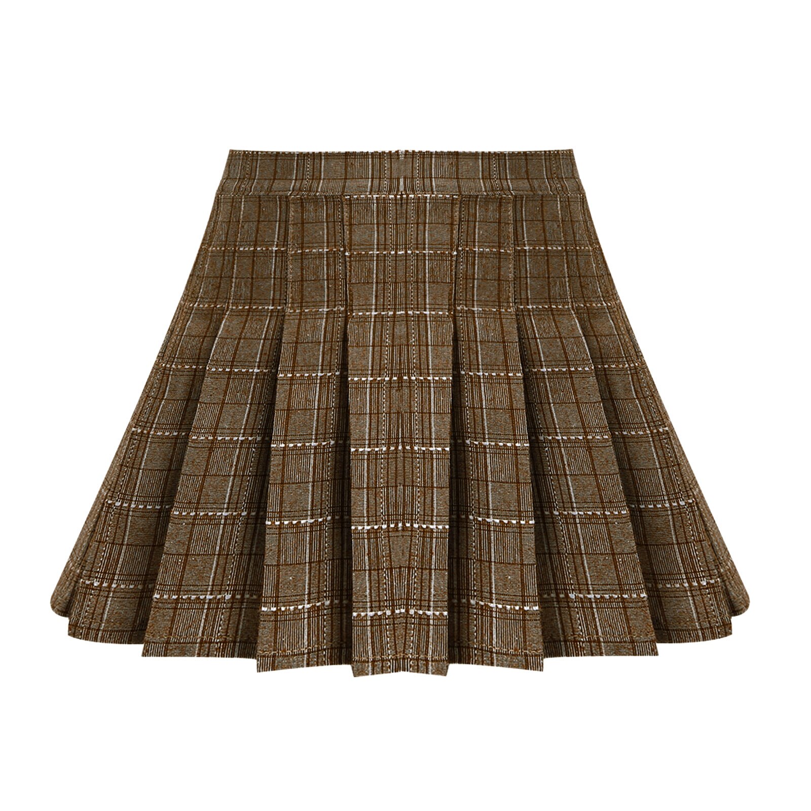 Kids Girls Pleated Skirt Cute Japanese School Uniform Toddler Teen Girls A-line Plaid Skirt Mini Short Skirts Children Clothing: Khaki / 120