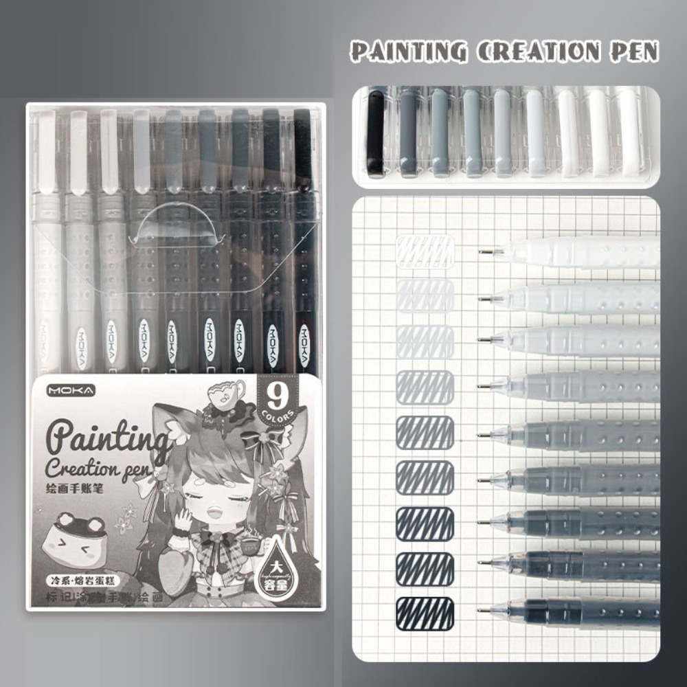 Hochwertiger Textmarker in 9 Farben zum Zeichnen/Malen/Graffiti-Lernen, Marker, Aquarellstift, Kunst, Schreibwaren, Sammelalbum: Licht Grau