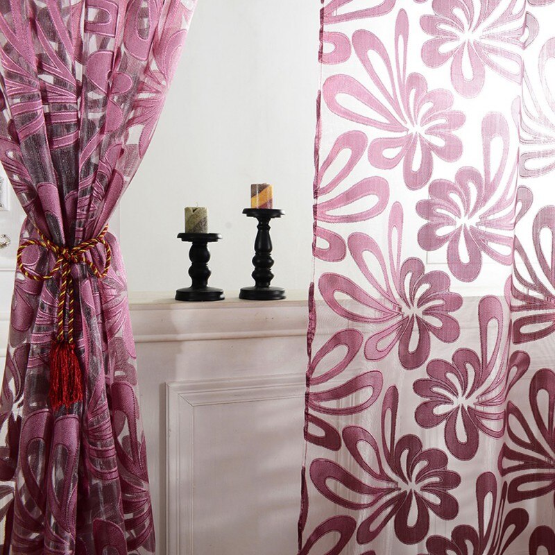 Cortinas transparentes de tul para ventana, visillo de Jacquard, geométrico, para dormitorio, sala de estar, 1 unidad