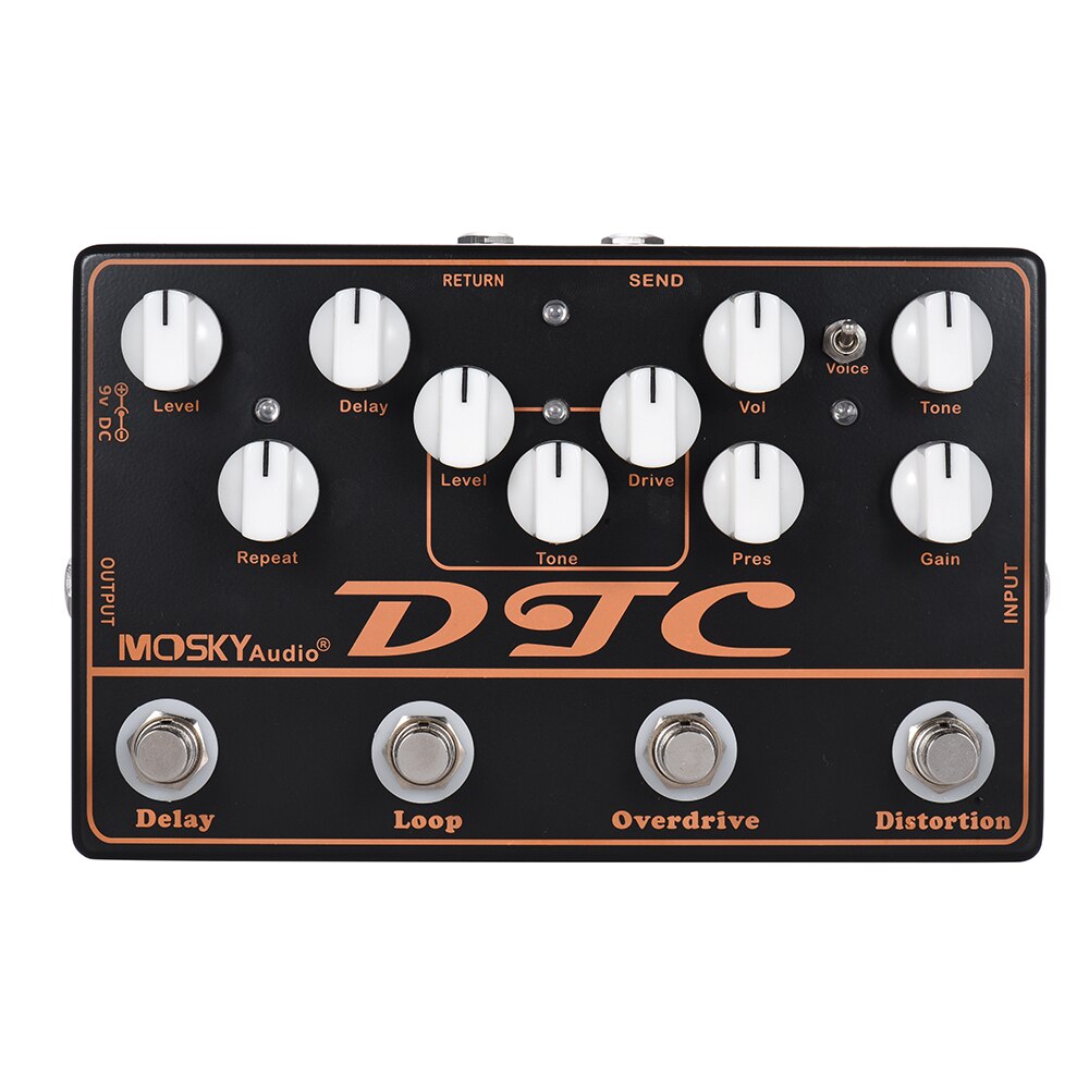 MOSKY DTC 4-in-1 Electric Guitar Effects Pedal Distortion + Overdrive + Loop + Delay strings Guitar Pedal Guitar Accessories