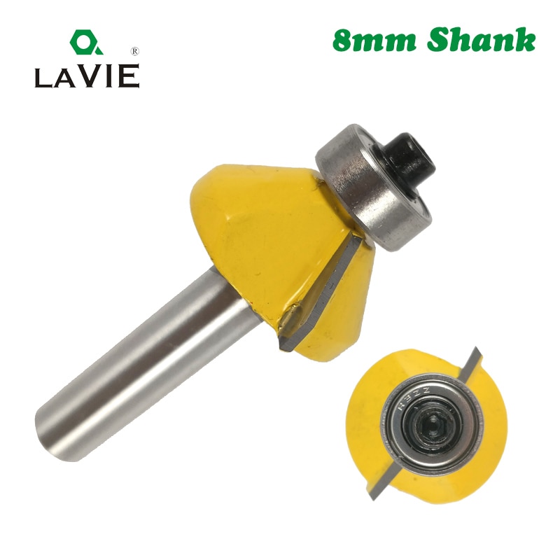 LA VIE 1pc 8mm Shank 45 Degree Chamfer Edge Forming Router Bit Bevel Flush Trim Bit Woodworking Milling Cutter Bits MC02021