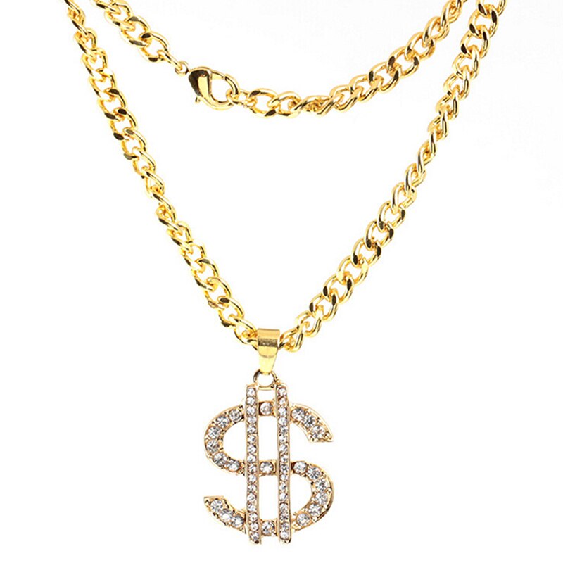 UNS Dollar Geld Anhänger Halsketten Gold Farbe Lange Kette Halskette Männer Frauen Zubehör Halskette Hip Hop Schmuck