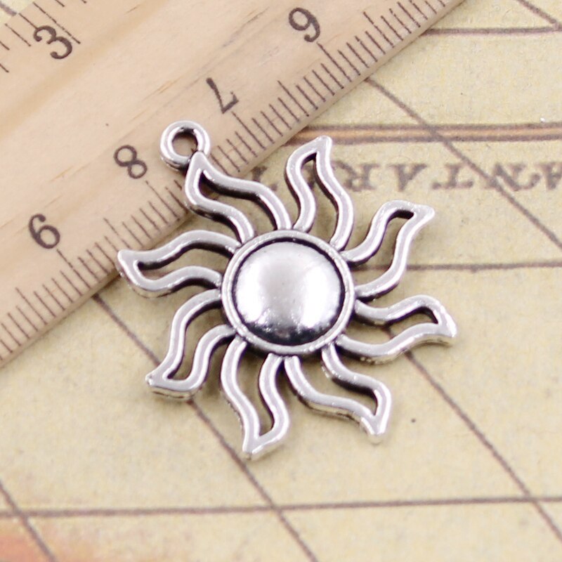 10 stk charms sun sunburst 34 x 30mm tibetanske sølvbelagte vedhæng antikke smykker gør selv-håndlavet håndværk