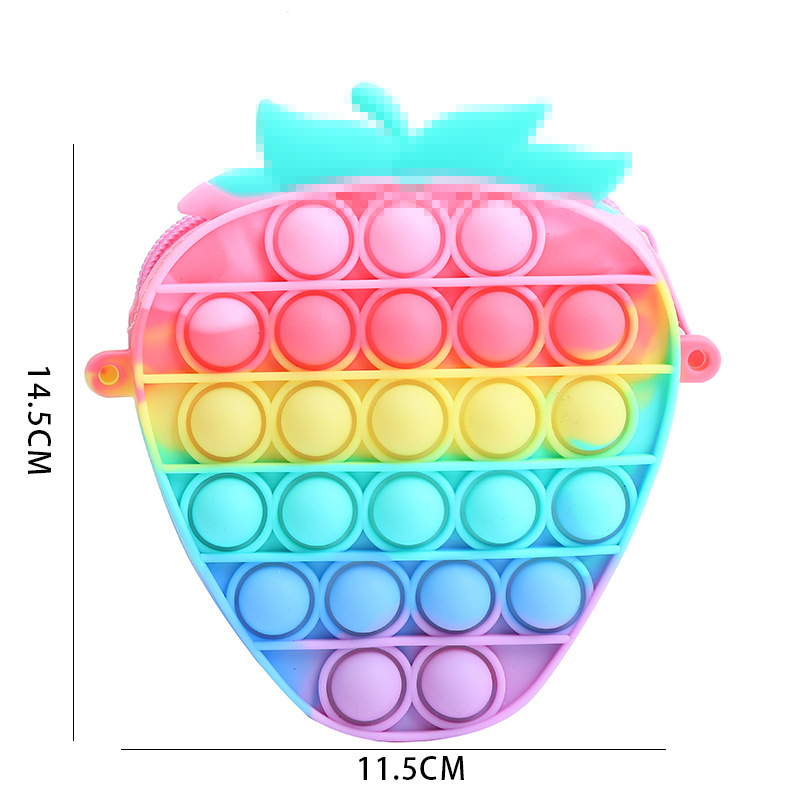 子供と大人のためのプラスチック製のおもちゃ,イチゴのバッグ,減圧感覚ギフト,プッシュバブル,子供のための誕生日のおもちゃ