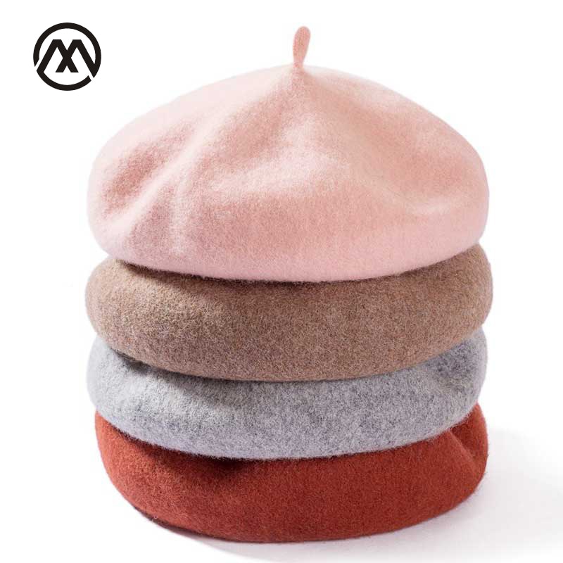 Bérets en laine pour femmes, Vintage, bérets de couleur unie, Bonnet de marche , printemps et hiver