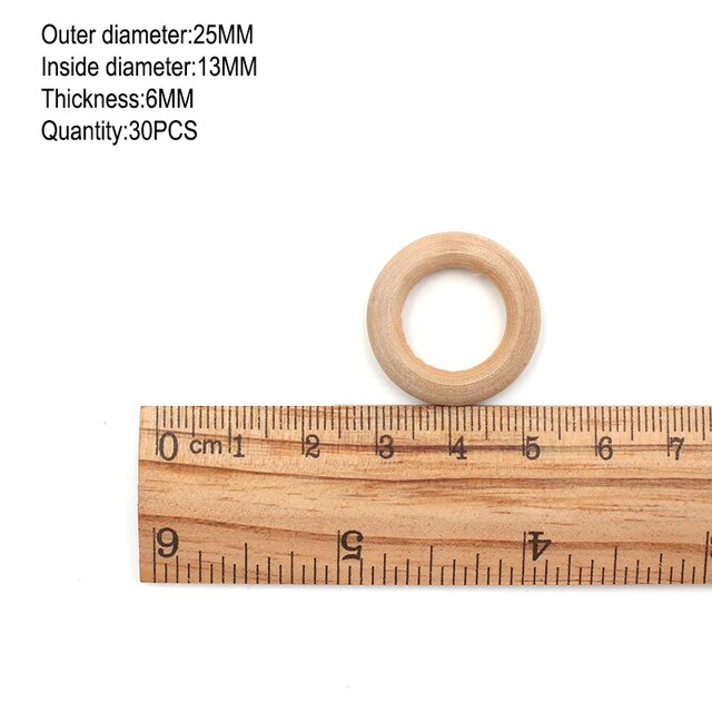 15-100mm Unfinished Wooden Rings for Crafts Natural Wood Rings DIY Wood Hoops Ornaments Connectors Jewelry Making Ring Pendant: 25mm 30pcs
