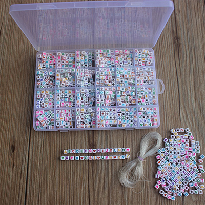1620pcs Ronde Acryl Brief Kralen Set voor Kid Armbanden Ketting Maken Kralen Materiaal Plastic Alfabet Kralen boxs: Color-squae-1200pcs