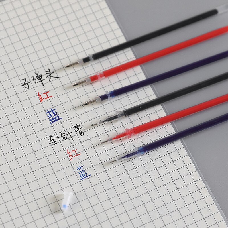 50 stk / taske universal 0.38/0.5mm gel pen genopfyldningsstang sort blå rød blæk udskiftelig kerne 13cm længde kontorskole skriveartikler