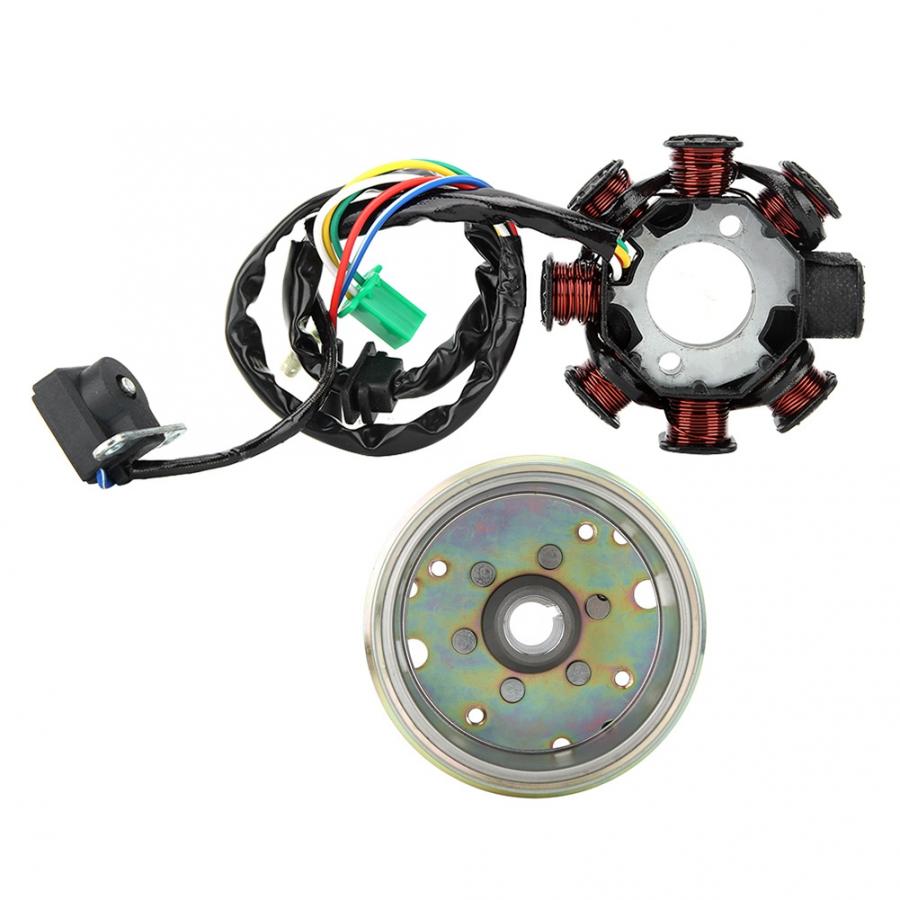 1 sett metallgenerator magneto stator Spole 8 pol passer til  gy6 125-150cc scooter atv tilbehør merkedeler