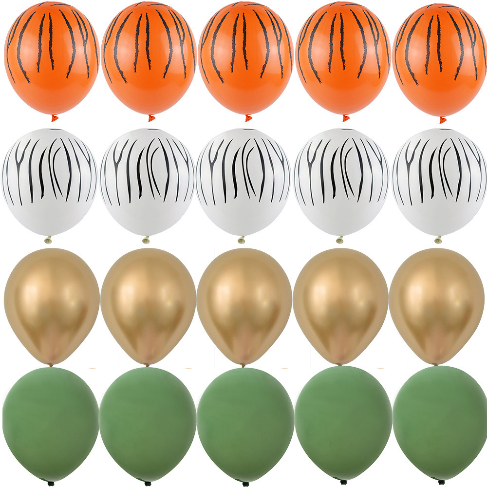 20 stks 12 inch Tijger/Luipaard/Giraffe Patroon Ballon Set voor Kinderen Wild Dier Jungle Safari Verjaardagsfeestje decoratie Benodigdheden: Deep Blue