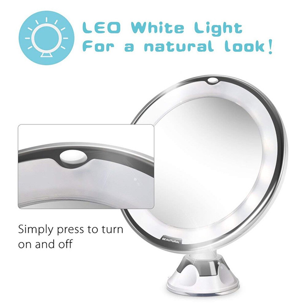 10X Wall Mounted Magnification Bathroom Mirror With Suction Cup LED Makeup Mirror Vanity Mirror Beauty Mirror With Light